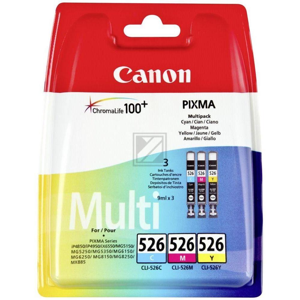 Canon Tintenpatrone gelb, magenta, cyan (4541B012, CLI-526C, CLI-526M, CLI-526Y)