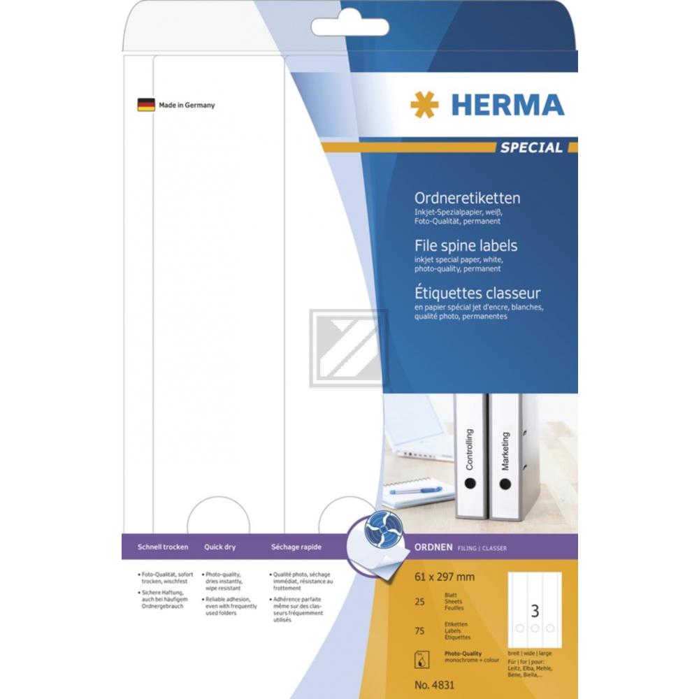 Herma Inkjet Ordneretiketten A4 weiß 61 x 297 mm Papier matt Inh.75
