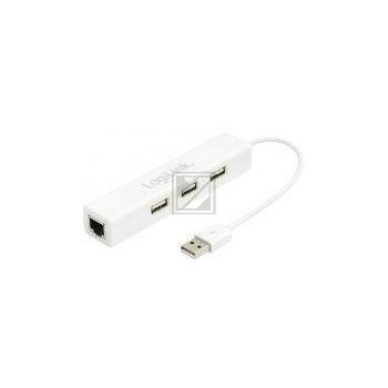 LogiLink USB 2.0 3-port Hub mit Ethernet Adapter Windows 8 support, weiß