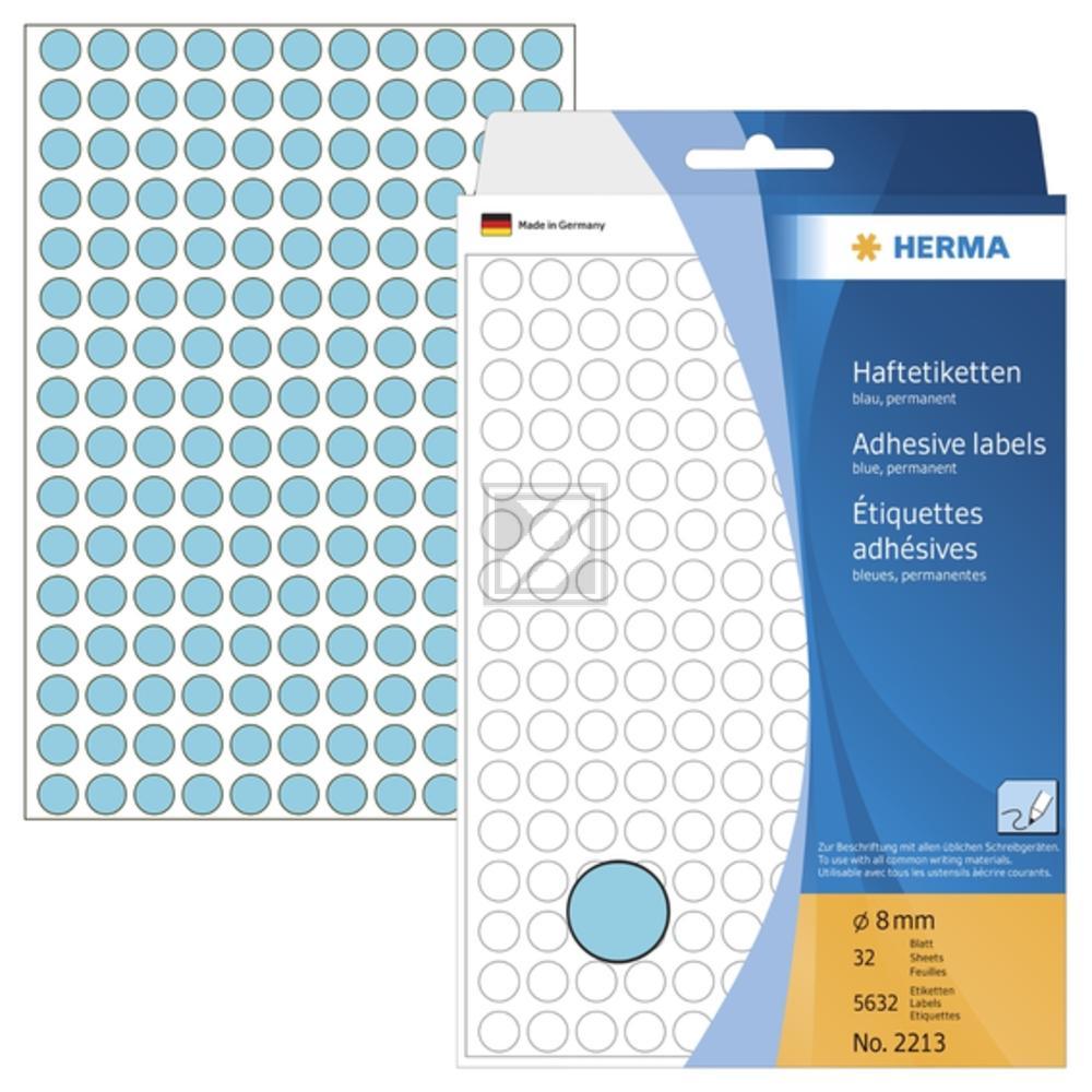 Herma Vielzwecketiketten blau ø 8 mm rund Papier matt Inh.5632