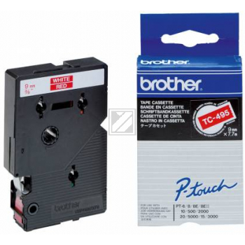 Brother Schriftbandkassette weiß/rot (TC-495)