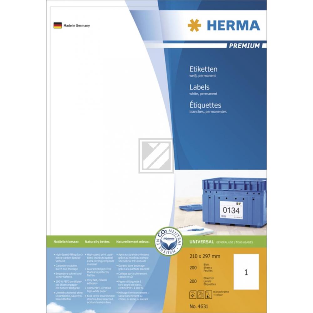 Herma Etiketten A4 weiß 210 x 297 mm Papier matt Inh.200 Premium
