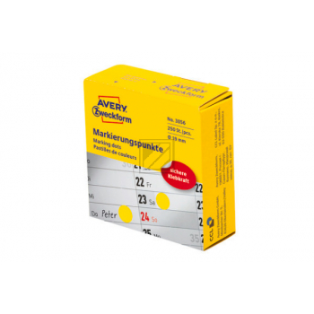 AVERY ZW. Markierungspunkte 19mm 3856 gelb, Spender 250 Stück