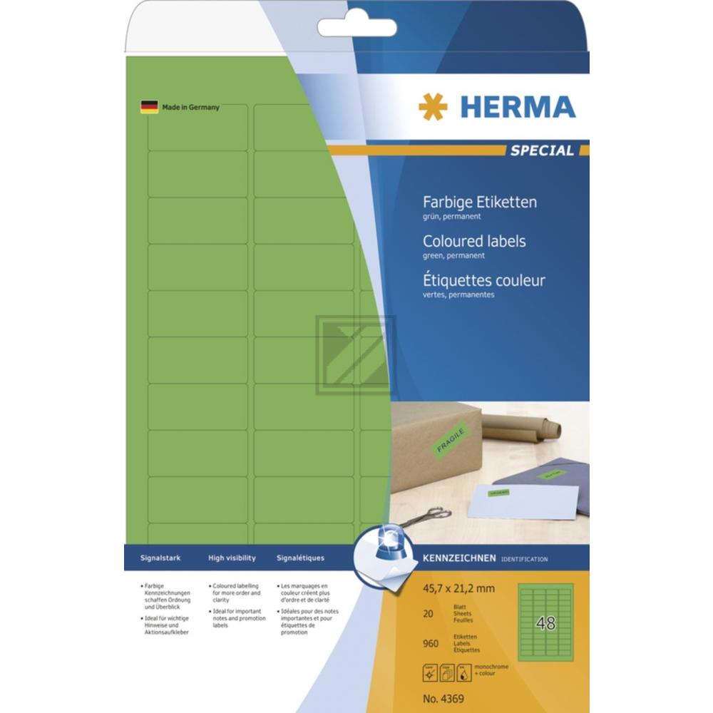 Herma Etiketten A4 grün 45,7 x 21,2 mm Papier matt Inh.960