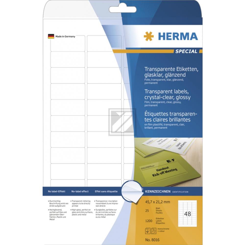 Herma Folien-Etiketten A4 45,7 x 21,2 mm transparent Inh.1200 klar glänzend