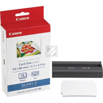 Canon Photo Paper 54 x 86mm weiß farbig 18 Blatt (7741A001, KC-18IF)