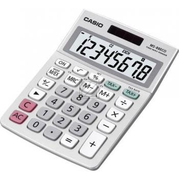 Casio Tischrechner MS-88ECO 8-stellig Solar/Batterie Prozent/Wurzel/Mwst/ Währung