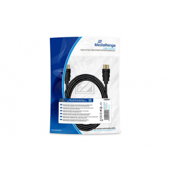MEDIARANGE HDMI ANSCHLUSSKABEL 3m MRCS198 Textil-Ummantelung 18GB schwarz