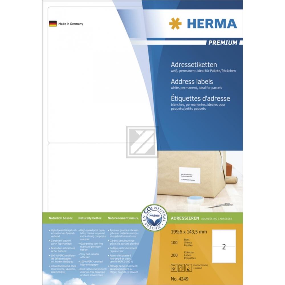 Herma Adressetiketten weiß 199,6 x 143,5 mm Papier matt Inh.200 100 Blatt