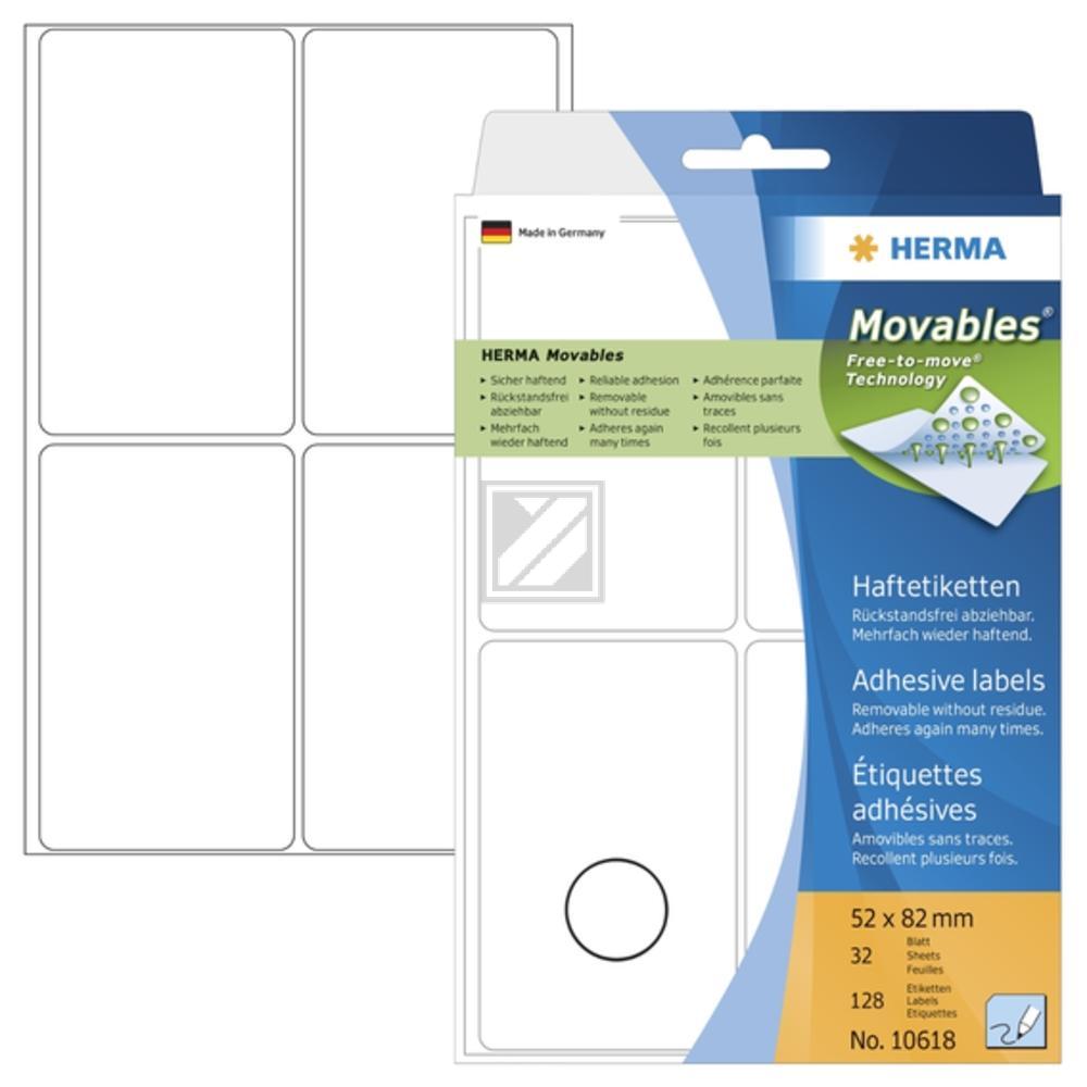 Herma Vielzwecketiketten weiß 52 x 82 mm ablösbar Papier Inh.128