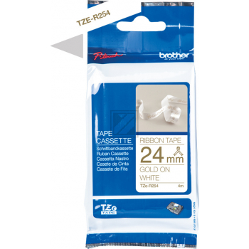 PTOUCH Band weiss/gold TZE-R254 Tze Geräte 24mm