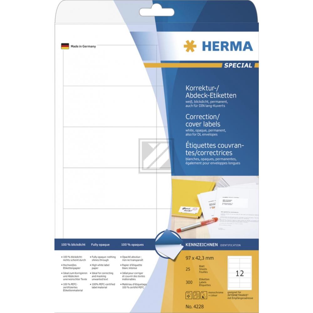 Herma Abdeck-Etiketten weiß 97 x 42,3 mm Papier blickdicht Inh.300
